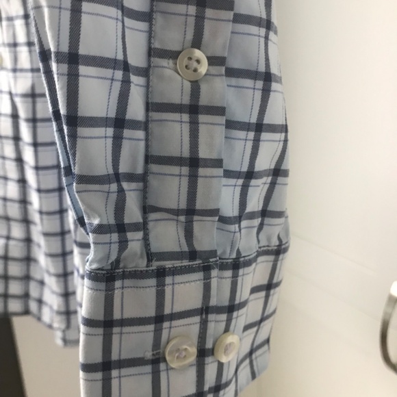 Michael Kors Men’s Dress Shirt 14 1/2 Small Window Check White /Navy /Blue - Picture 4 of 8